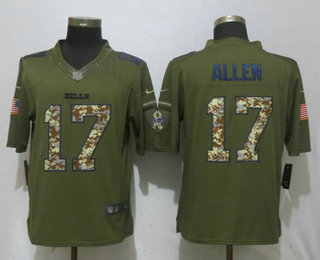 Men's Buffalo Bills #17 Josh Allen Green Salute To Service Stitched NFL Nike Limited Jersey