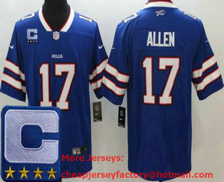 Men's Buffalo Bills #17 Josh Allen Limited Blue C Patch Vapor Jersey