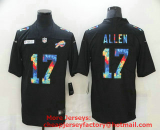 Men's Buffalo Bills #17 Josh Allen Multi-Color Black 2020 NFL Crucial Catch Vapor Untouchable Nike Limited Jersey