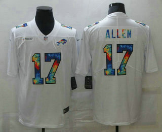 Men's Buffalo Bills #17 Josh Allen Multi-Color White 2020 NFL Crucial Catch Vapor Untouchable Nike Limited Jersey