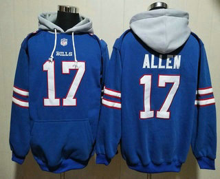 Men's Buffalo Bills #17 Josh Allen NEW Blue Pocket Stitched NFL Pullover Hoodie
