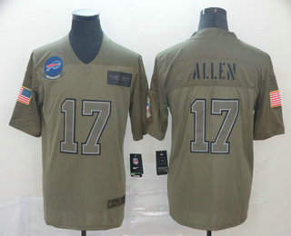 Men's Buffalo Bills #17 Josh Allen NEW Olive 2019 Salute To Service Stitched NFL Nike Limited Jersey