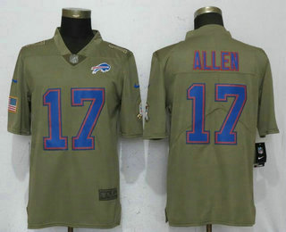 Men's Buffalo Bills #17 Josh Allen Olive 2017 Salute To Service Stitched NFL Nike Limited Jersey