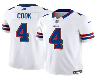 Men's Buffalo Bills #4 James Cook White 2023 FUSE Vapor Limited Football Stitched Jersey