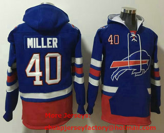Men's Buffalo Bills #40 Von Miller NEW Blue Pocket Stitched NFL Pullover Hoodie