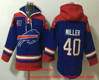 Men's Buffalo Bills #40 Von Miller Royal Blue Ageless Must Have Lace Up Pullover Hoodie