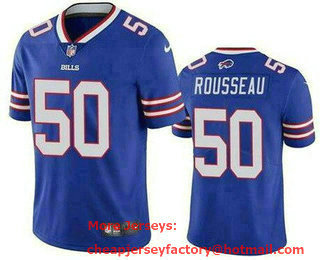 Men's Buffalo Bills #50 Greg Rousseau Limited Blue Vapor Jersey