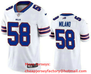 Men's Buffalo Bills #58 Matt Milano Limited White Vapor Jersey