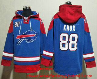 Men's Buffalo Bills #88 Dawson Knox Blue Ageless Must Have Lace Up Pullover Hoodie