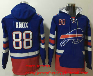 Men's Buffalo Bills #88 Dawson Knox NEW Blue Pocket Stitched NFL Pullover Hoodie