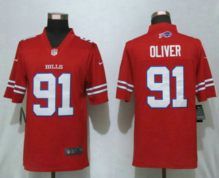 Men's Buffalo Bills #91 Ed Oliver Red 2016 Color Rush Stitched NFL Nike Limited Jersey