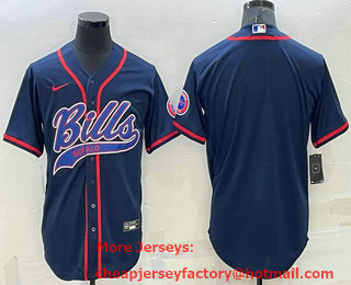 Men's Buffalo Bills Blank Navy Blue Stitched MLB Cool Base Nike Baseball Jersey