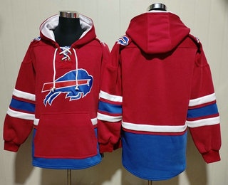 Men's Buffalo Bills Blank Red Ageless Must Have Lace Up Pullover Hoodie