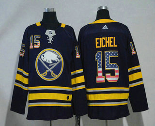 Men's Buffalo Sabres #15 Jack Eichel Navy Blue With USA Flag 2017-2018 Hockey Stitched NHL Jersey