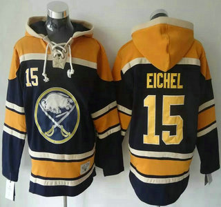 Men's Buffalo Sabres #15 Jack Eichel Old Time Hockey 2015 Navy Blue Hoody