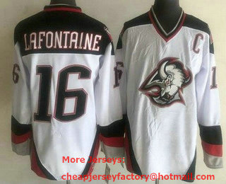 Men's Buffalo Sabres #16 Pat Lafontaine White Throwback Jersey