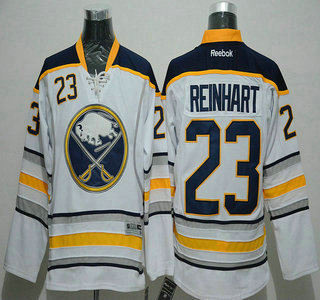 Men's Buffalo Sabres #23 Sam Reinhart Away White NHL Reebok Jersey