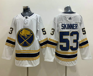 Men's Buffalo Sabres #53 Jeff Skinner White With Gold 50th Anniversary Adidas Stitched NHL Jersey