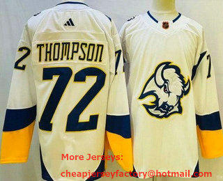 Men's Buffalo Sabres #72 Tage Thompson White 2022 Reverse Retro Authentic Jersey