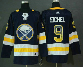 Men's Buffalo Sabres #9 Jack Eichel Navy Blue Drift Fashion Adidas Stitched NHL Jersey