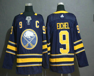 Men's Buffalo Sabres #9 Jack Eichel Navy Blue With C Patch Adidas Stitched NHL Jersey