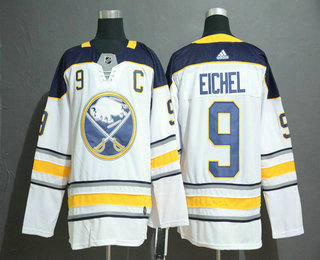 Men's Buffalo Sabres #9 Jack Eichel White With C Patch Adidas Stitched NHL Jersey