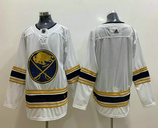 Men's Buffalo Sabres Blank White With Gold 50th Anniversary Adidas Stitched NHL Jersey