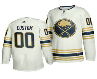Men's Buffalo Sabres Custom White With Gold 50th Anniversary Adidas Stitched NHL Jersey