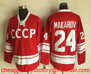 Men's 1980 Olympics RUSSIA CCCP #24 Sergei Makarov Red Throwback Stitched Vintage Ice Hockey Jersey