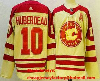 Men's Calgary Flames #10 Jonathan Huberdeau Cream 2023 Heritage Classic Stitched Jersey