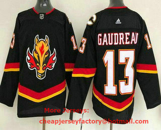 Men's Calgary Flames #13 Johnny Gaudreau Black 2021 Retro Stitched NHL Jersey