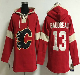 Men's Calgary Flames #13 Johnny Gaudreau Old Time Hockey 2014 Red Hoodie