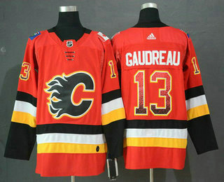 Men's Calgary Flames #13 Johnny Gaudreau Red Drift Fashion Adidas Stitched NHL Jersey