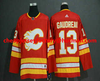 Men's Calgary Flames #13 Johnny Gaudreau Red Third Adidas Stitched NHL Jersey