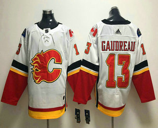 Men's Calgary Flames #13 Johnny Gaudreau White 2017-2018 Hockey Stitched NHL Jersey