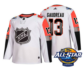 Men's Calgary Flames #13 Johnny Gaudreau White 2018 NHL All-Star Stitched Ice Hockey Jersey