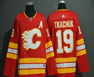 Men's Calgary Flames #19 Matthew Tkachuk Red Adidas Stitched NHL Jersey