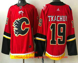 Men's Calgary Flames #19 Matthew Tkachuk Red Stitched NHL Jersey