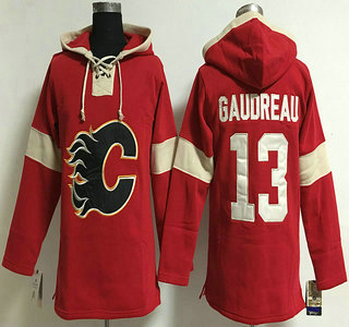 Men's Calgary Flames #23 Sean Monahan Old Time Hockey 2014 Red Hoodie