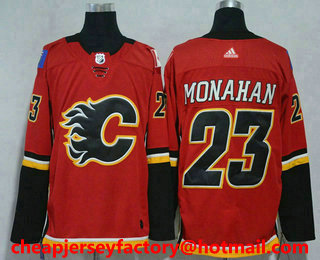 Men's Calgary Flames #23 Sean Monahan Red Home 2017-2018 Hockey Stitched NHL Jersey