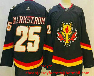 Men's Calgary Flames #25 Jacob Markstrom Black 2021 Reverse Retro Authentic Jersey