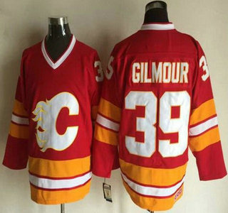 Men's Calgary Flames #39 Doug Gilmour 1981-82 Red CCM Vintage Throwback Jersey