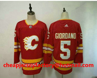 Men's Calgary Flames #5 Mark Giordano Red Third Adidas Stitched NHL Jersey