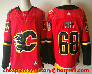 Men's Calgary Flames #68 Jaromir Jagr Red Home 2017-2018  Hockey Stitched NHL Jersey