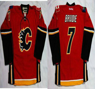 Men's Calgary Flames #7 TJ Brodie Red Home Jersey