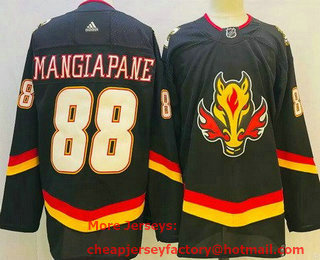 Men's Calgary Flames #88 Andrew Mangiapane Black 2021 Reverse Retro Authentic Jersey