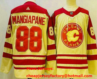 Men's Calgary Flames #88 Andrew Mangiapane Cream 2023 Heritage Classic Stitched Jersey