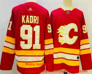 Men's Calgary Flames #91 Nazem Kadri Red Alternate Authentic Jersey