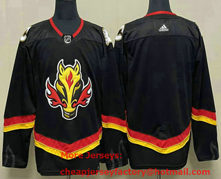 Men's Calgary Flames Blank 2021 Black Reverse Retro Stitched Jersey