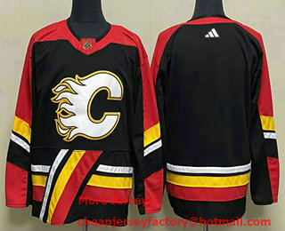 Men's Calgary Flames Blank Black 2023 Reverse Retro Stitched Jersey
